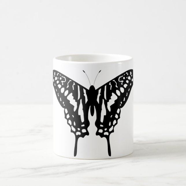 Black Decorative Butterfly Coffee Mug (Center)