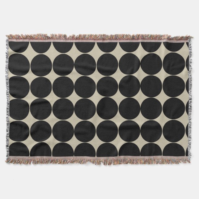 Black Decorative Circle Shape Repeat Pattern Throw Blanket (Front)