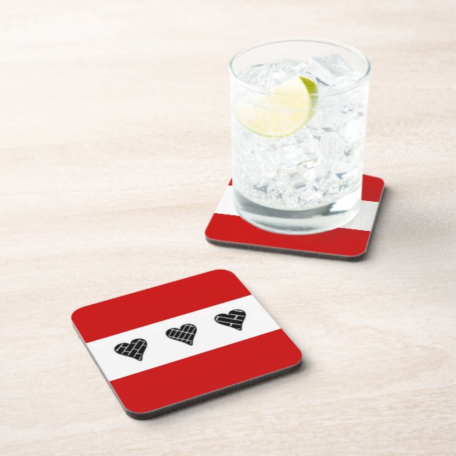 Black Decorative Hearts Coaster (Right Side)