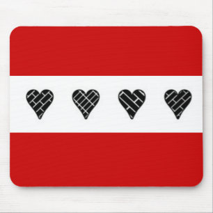 Black Decorative Hearts Mouse Pad