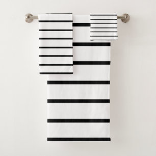 Black Decorative stripe pattern Bath Towel Set