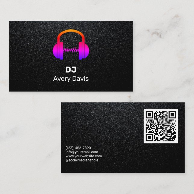 Black Deejay DJ Music Beat Professional Business Card (Front/Back)