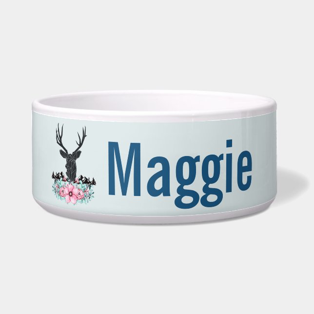 Black Deer Head w/ Pink Flowers & Mountains (Front)