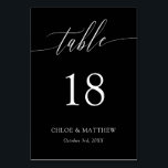 Black Delicate Calligraphy Names & Wedding Date Table Number<br><div class="desc">Elegant table cards in black and white with a delicate calligraphy script. Add your names and wedding date too!</div>