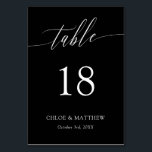 Black Delicate Calligraphy Names & Wedding Date Table Number<br><div class="desc">Elegant table cards in black and white with a delicate calligraphy script. Add your names and wedding date too!</div>