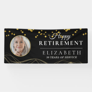 Black Delicate Custom Photo Retirement Party Banner