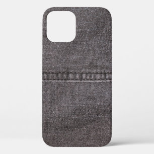 Black denim fabric. Fashion, textures and backgrou iPhone 12 Case