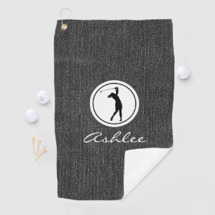 Black Denim Fabric Print, Woman's Golf Towel