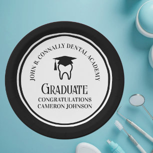 Black Dental School Custom Graduation Party Paper Plate
