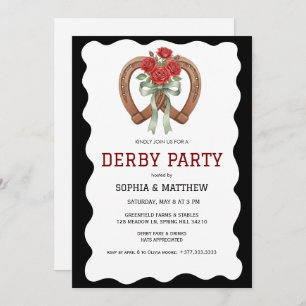 Black Derby Party Invitation Elegant Horseshoe