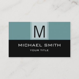 Black & Desaturated cyan Professional Monogram Business Card