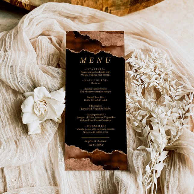 Black & Desert Gold Calligraphy Wedding Menu (Creator Uploaded)