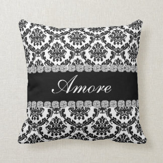 BLACK DESIGN DAMASK Bling Look Pillow AMORE Gift