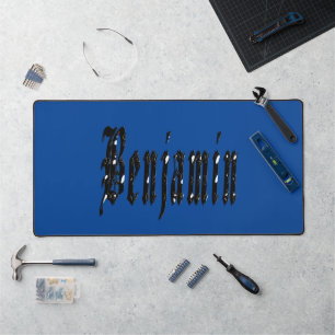 Black Designed Benjamin Name, Desk Mat