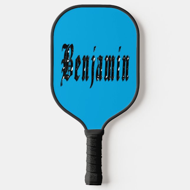 Black Designed Benjamin Name, Pickleball Paddle (Back)