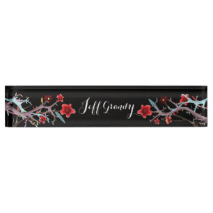 Black Desk name Plate White text