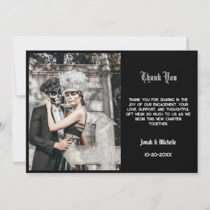 Black Dia De Los Muertos Engagement Party Thank You Card