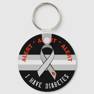 Black Diabetes Alert Key Chain Awareness Ribbon