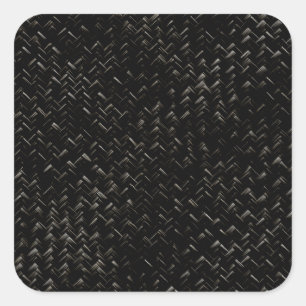 Black Diagonal Basket Weave Geometric Pattern Square Sticker