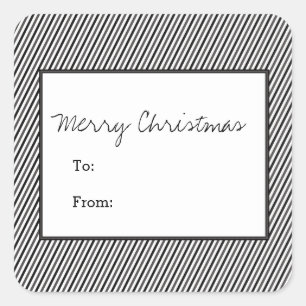 Black Diagonal Festive Stripes Holiday Square Sticker