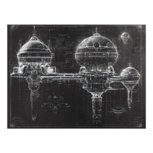 Black Diagram Space Base Photo Print