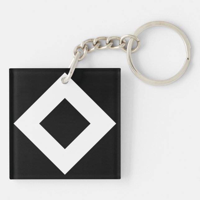 Black Diamond, Bold White Border Key Ring (Back)
