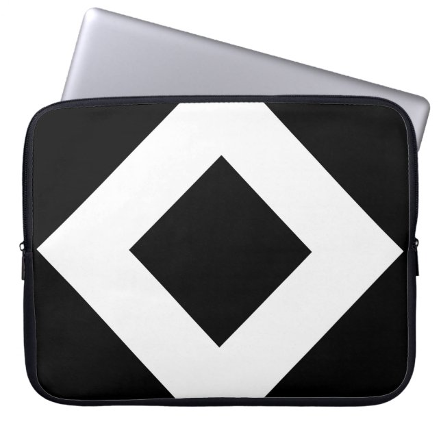 Black Diamond, Bold White Border Laptop Sleeve (Front)