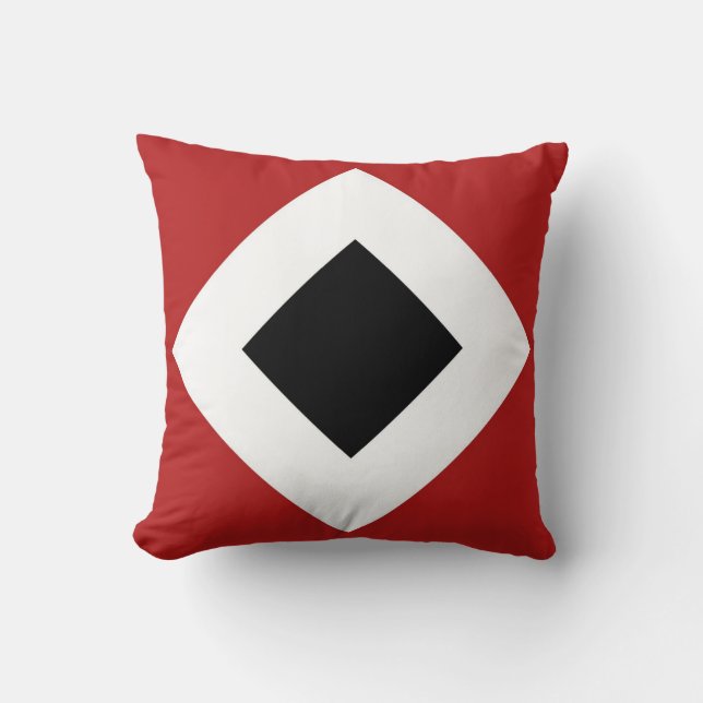 Black Diamond, Bold White Border on Red Cushion (Front)
