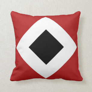 Black Diamond, Bold White Border on Red Cushion