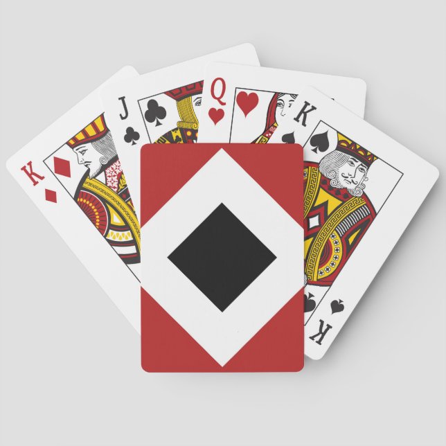 Black Diamond, Bold White Border on Red Playing Cards (Back)