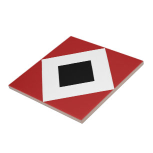 Black Diamond, Bold White Border on Red Tile