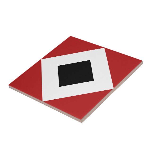Black Diamond, Bold White Border on Red Tile (Side)