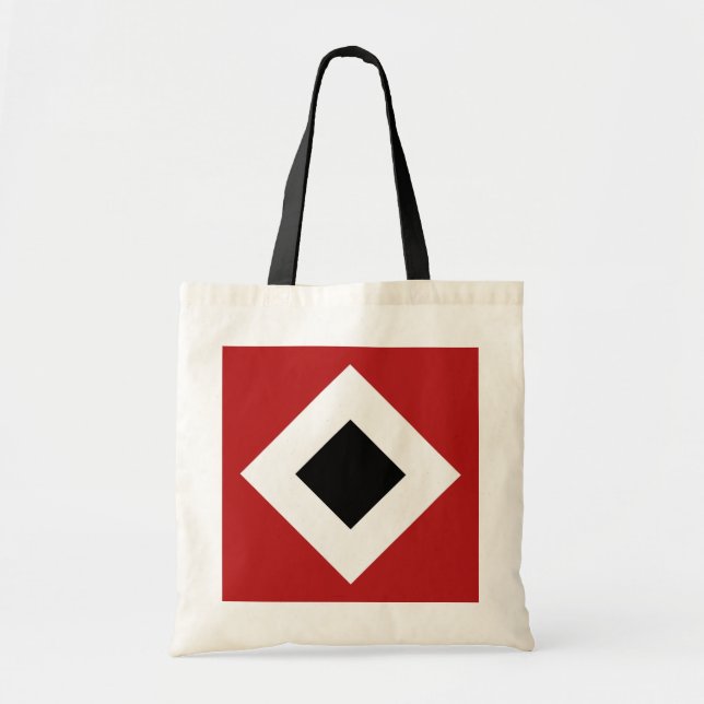 Black Diamond, Bold White Border on Red Tote Bag (Front)