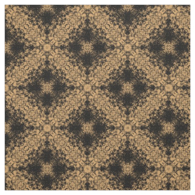 Black Diamond Burst on Golden Tan Pattern Fabric (Swatch)