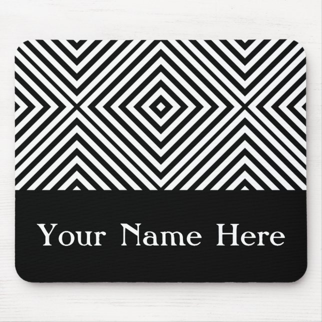Black Diamond Chevron with custom name Mouse Pad (Front)