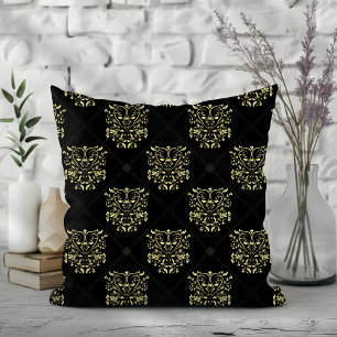 Black Diamond Damask Pattern Cushion