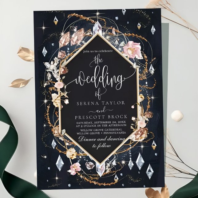 Black Diamond Decorated Luxury Wedding Invitation (Creator Uploaded)