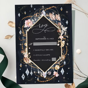 Black Diamond Decorated Luxury Wedding RSVP Card