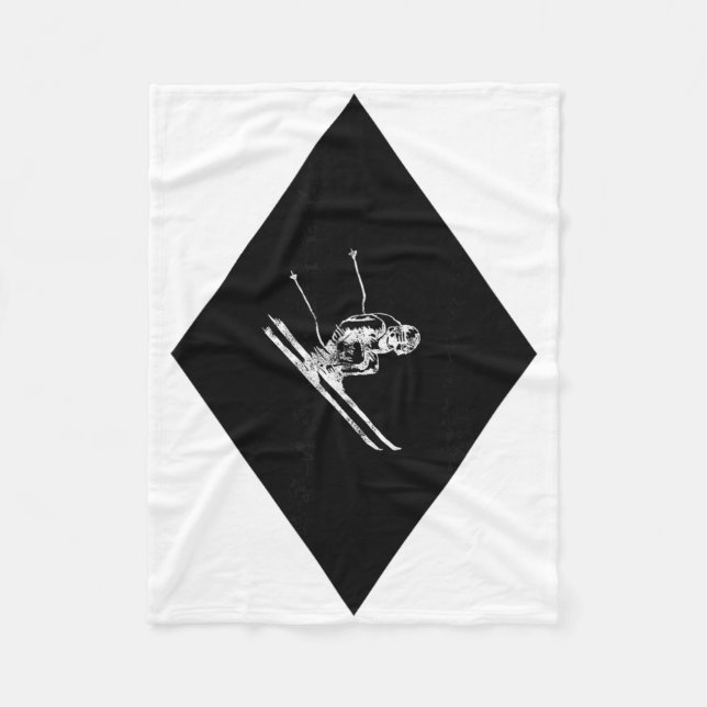 Black Diamond Downhill Skier  Fleece Blanket (Front)