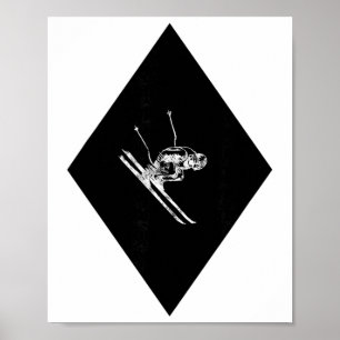 Black Diamond Downhill Skier  Poster