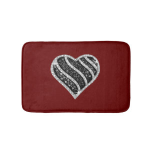 Black Diamond Heart Bath Mat