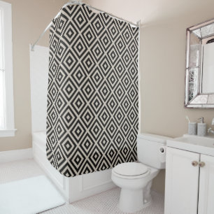 Black Diamond Modern Farmhouse Bathroom Shower Curtain
