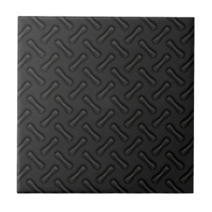 Black Diamond Plate Patterned Ceramic Tile