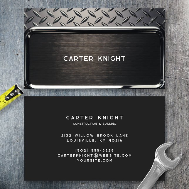 Black Diamond Plate Steel Business Card (Creator Uploaded)