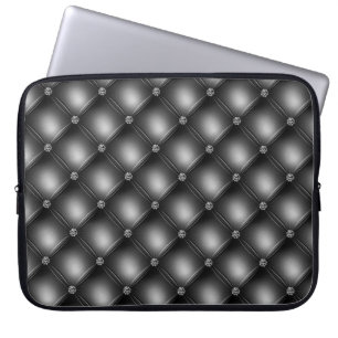 BLACK & DIAMOND TUFTED LOOK PATTERN LAPTOP SLEEVE