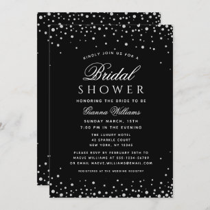 Black Diamonds Modern Luxury Bridal Shower Invitation