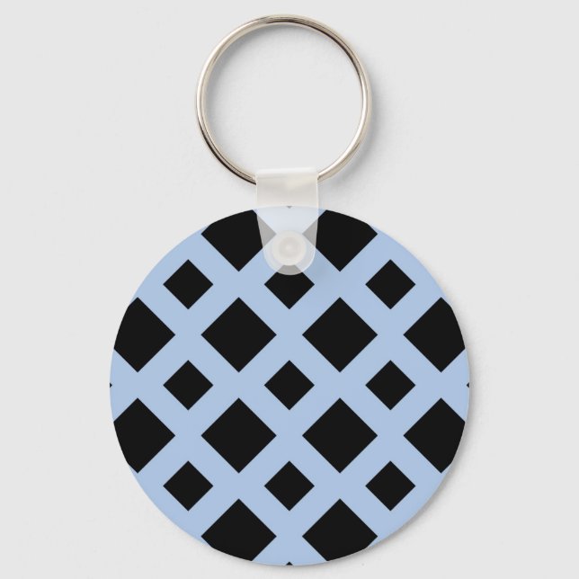 Black Diamonds on Light Blue Key Ring (Front)