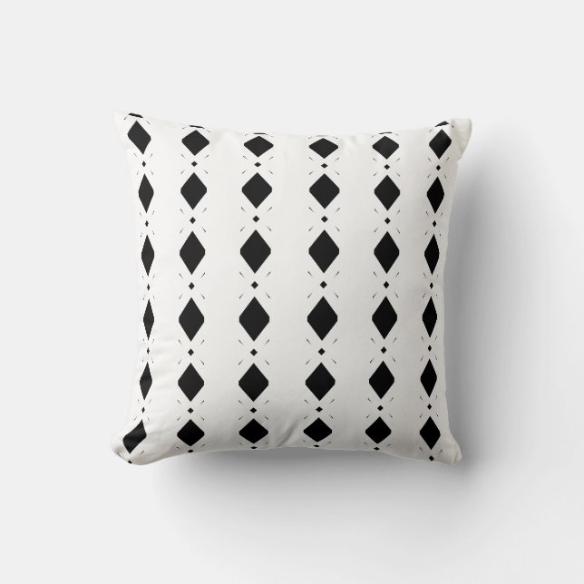 Black Diamonds on White Cushion (Front)