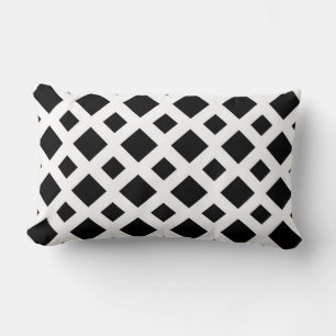 Black Diamonds on White Lumbar Cushion