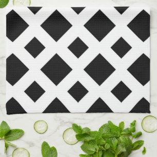 Black Diamonds on White Tea Towel